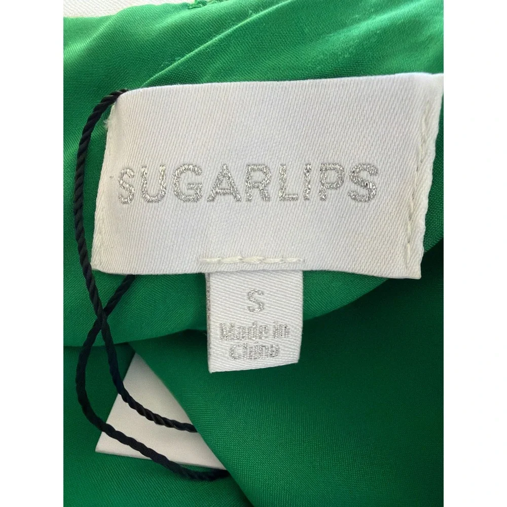 Sugarlips Shift Dress Womens S Kelly Green NWT Scallop Trim Square Neck Pockets - Picture 5 of 10